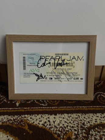 PEARL JAM bilet z koncertu Eddie Vedder Stone Gossard oryg autografy