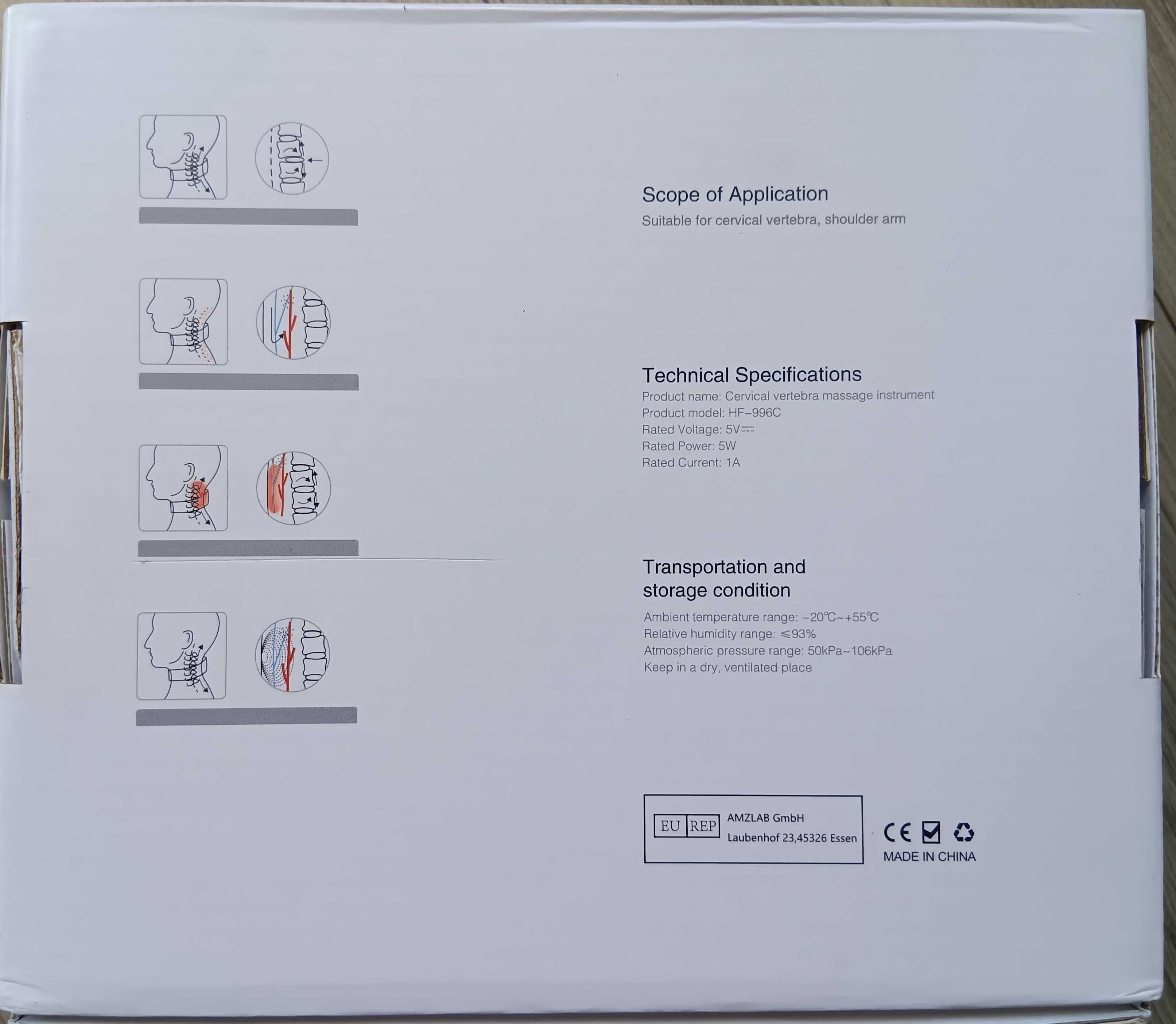 Massajador eletromagnético pescoço/cervical com 6 pontos e 2 eletrodos
