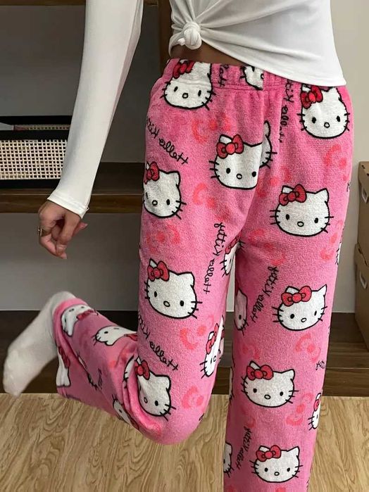 Теплі піжамні штани Hello Kitty + брелок з котиком