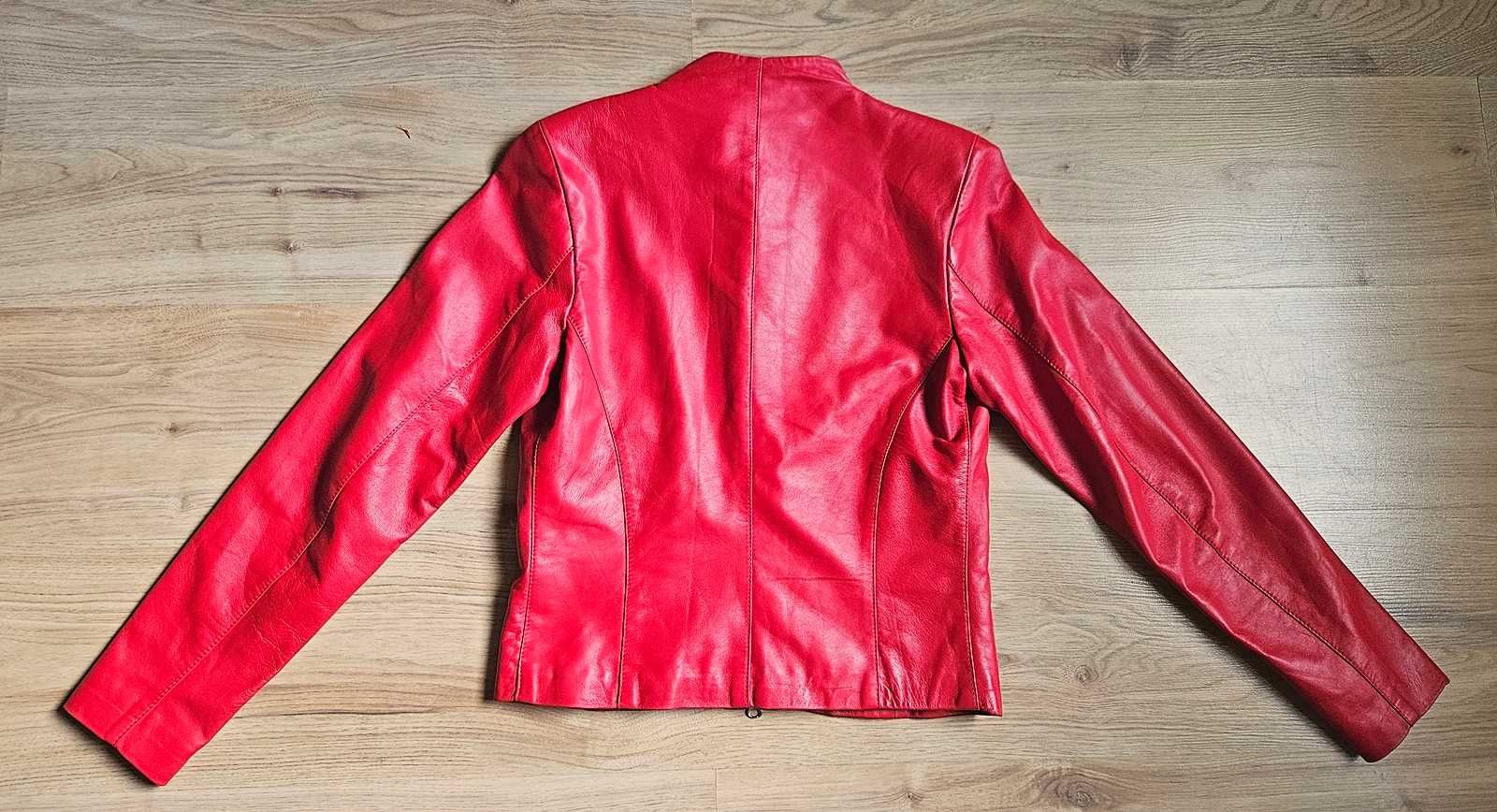 Kurtka skórzana czerwona włoska slim fit skóra naturalna Janni Derma