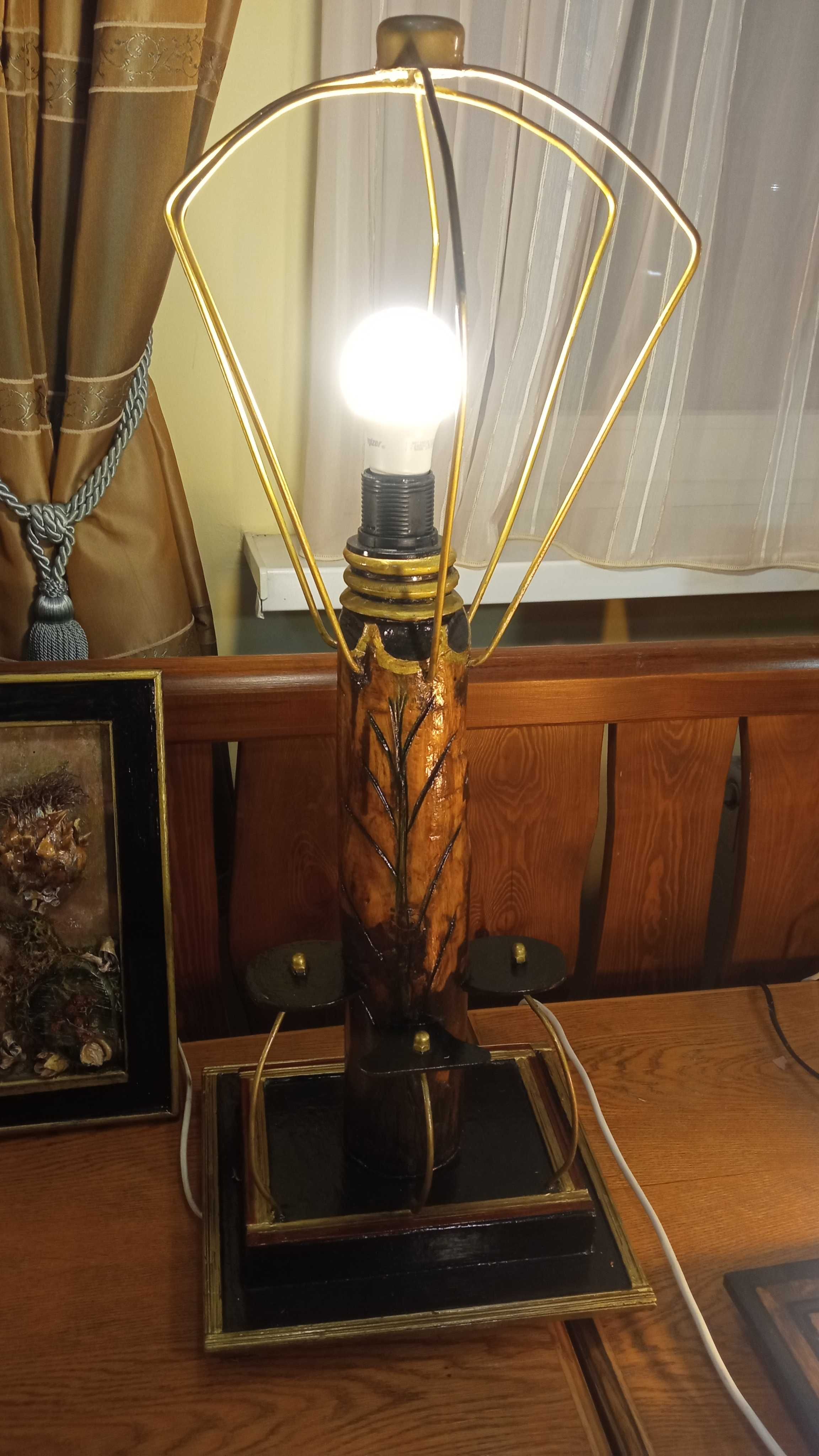 Lampa drewniana rustykalna, hand-made, naturalna