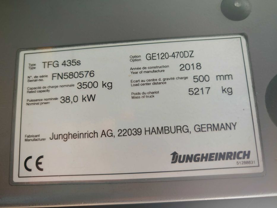 Wózek widłowy JUNGHEINRICH TFG 435s, 3500 kg, LPG, Triplex