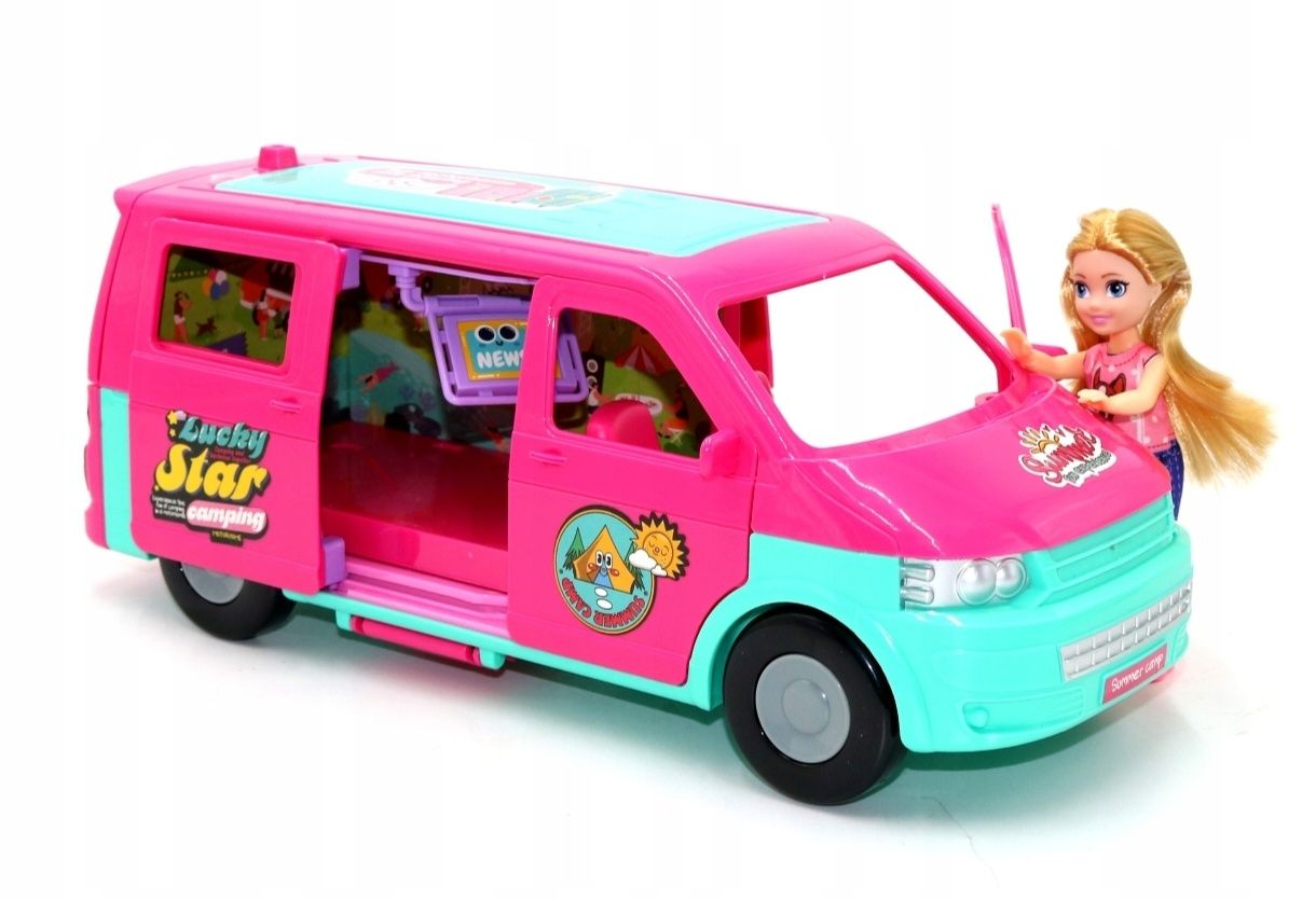 Lalka zabawka nowa jak Barbie z autem samochodem kamper kamperem