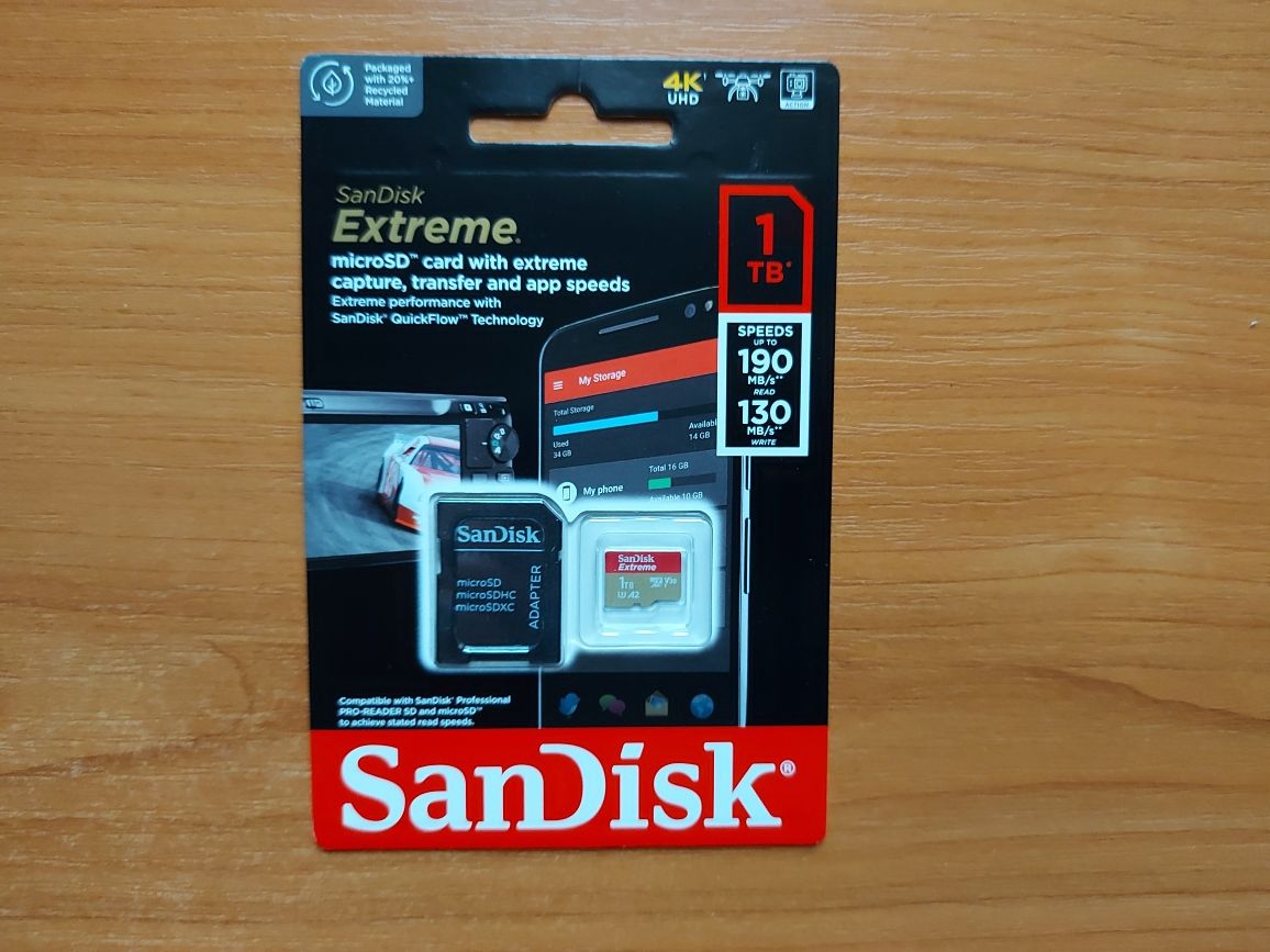 SD Card 1TB SanDisk Extreme micro SD 130-190MB/sec