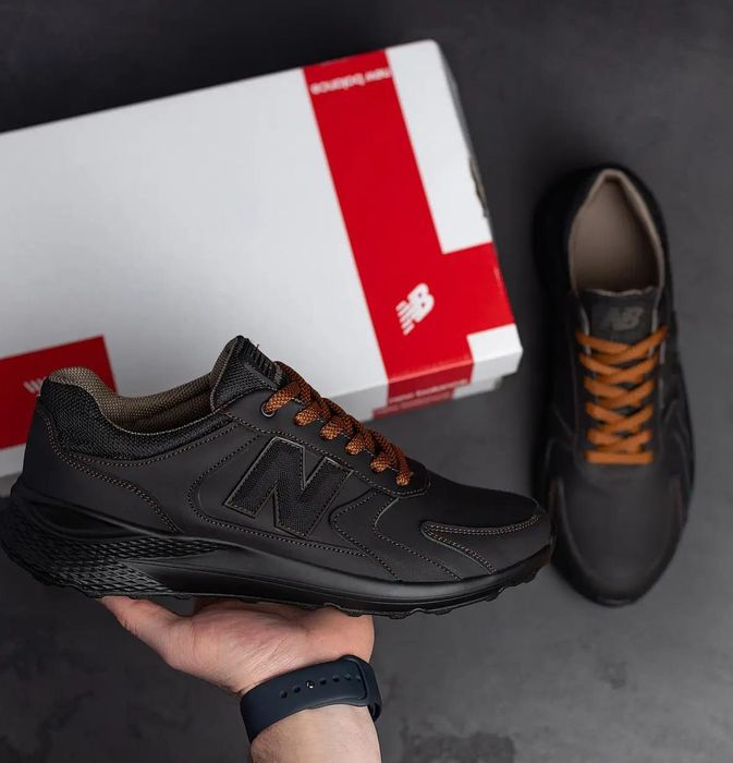 Модные мужские кроссовки New Balance кожаные весенние