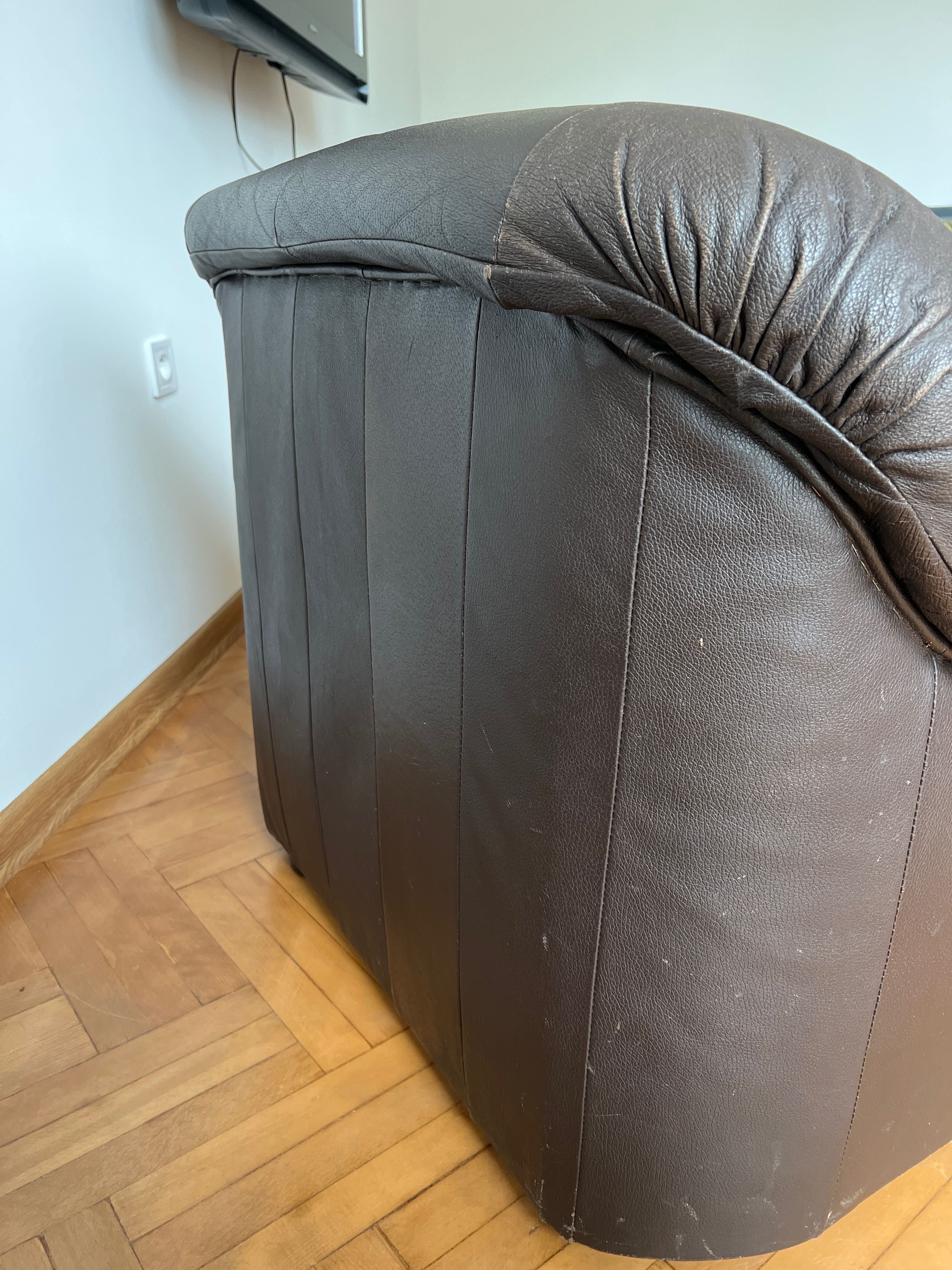 Sofa i dwa fotele skórzana