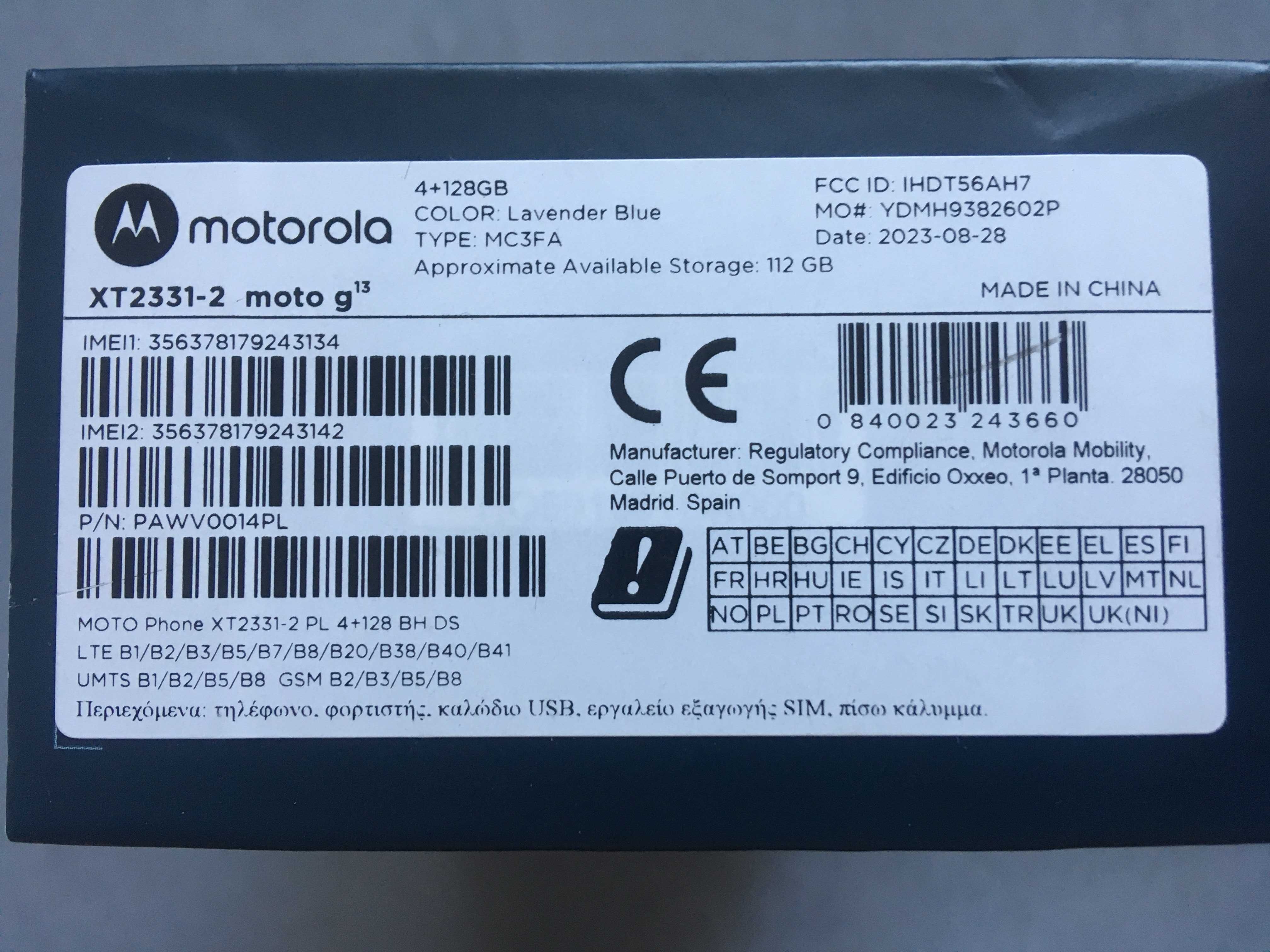 Motorola moto g13 Lavender Blue 4+128 GB na gwarancji stan IDEALNY