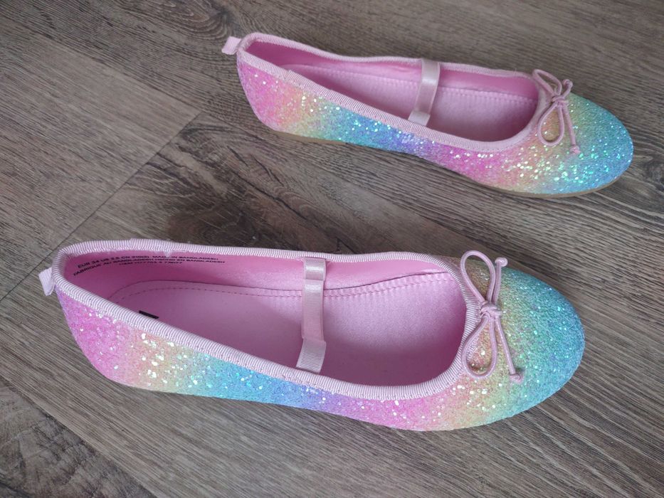 Buty dziewczęce błyszczące baleriny rozmiar 34