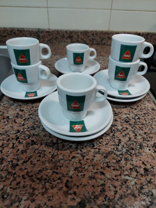 Seis chávenas c/6 Pires ,"Delta"