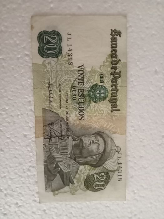 Vendo notas de vinte escudos de Garcia de Orta a  preço baixo