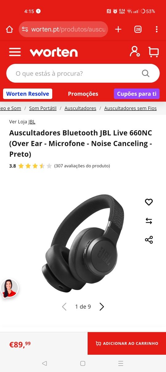 Auscultadores Bluetooth JBL Live 600NC