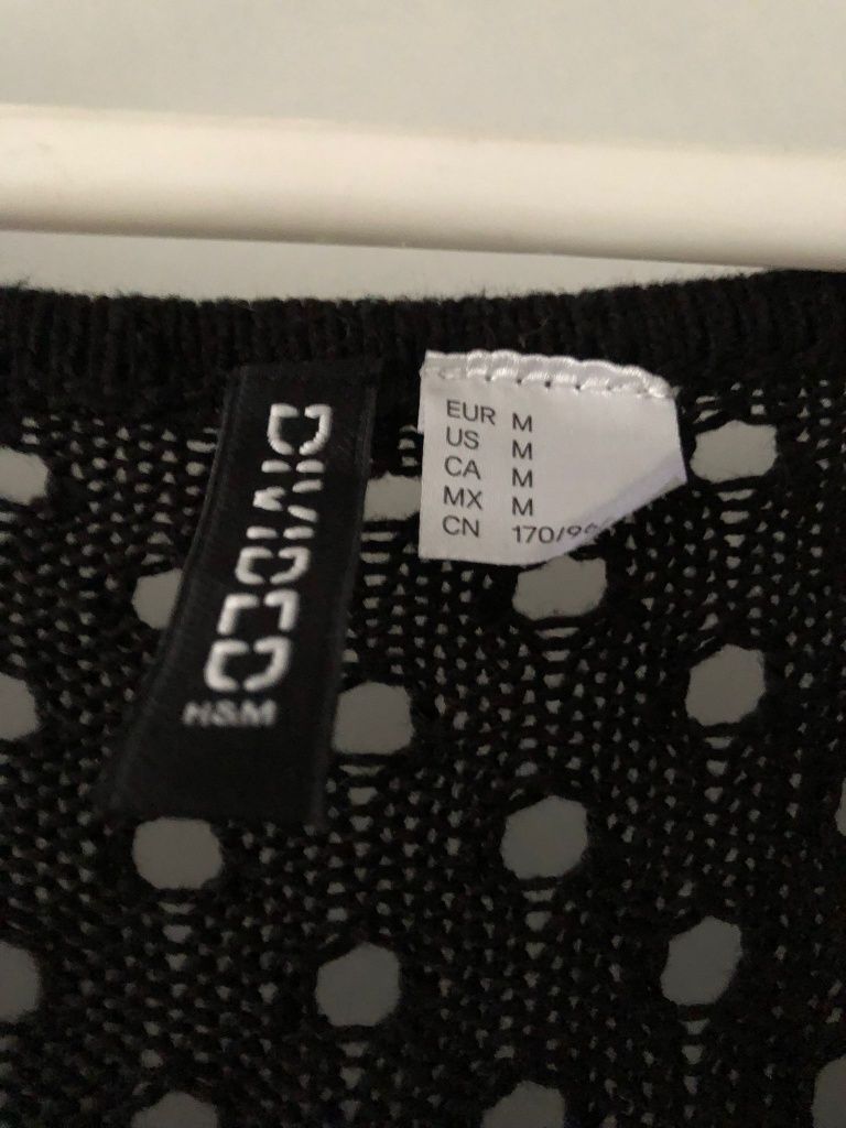 Sukienka ażurowa sweterkowa H&M Divided M/38 czarna z długim rękawem