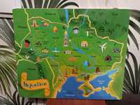 Деревянная карта Украины новая