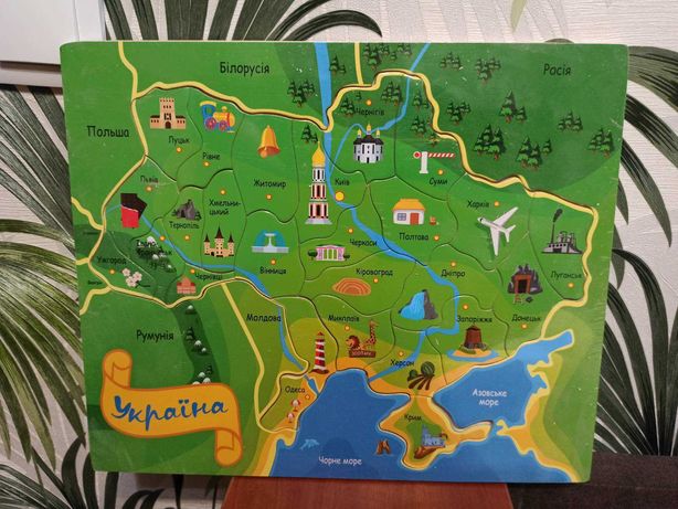 Пазлы деревянные карта Украины новая