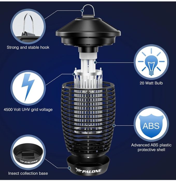PALONE Elektryczny Zapper lampa  na owady do użytku na zewnątrz/wewnąt