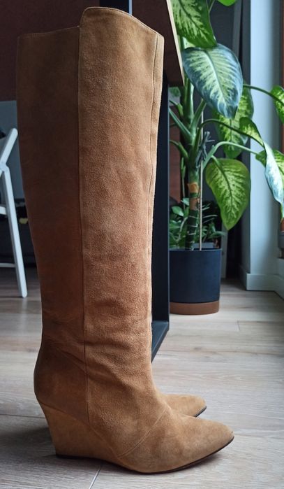 Gestuz brązowe kozaki skórzane zamszowe 40