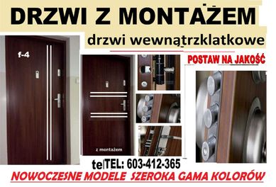 Drzwi wejściowe zewnętrzne do mieszkania z montażem ,wzmocnione