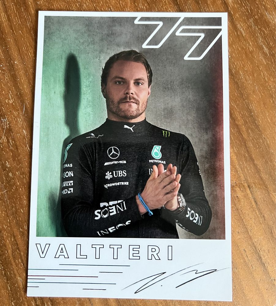 Karta z autografem Valtteri Bottas F1 Mercedes