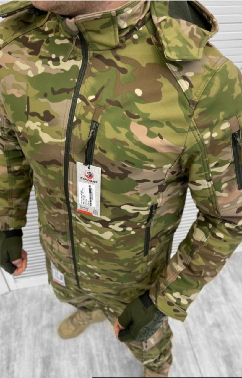 Тактична куртка Combat Multicam Soft-Shell на флісі