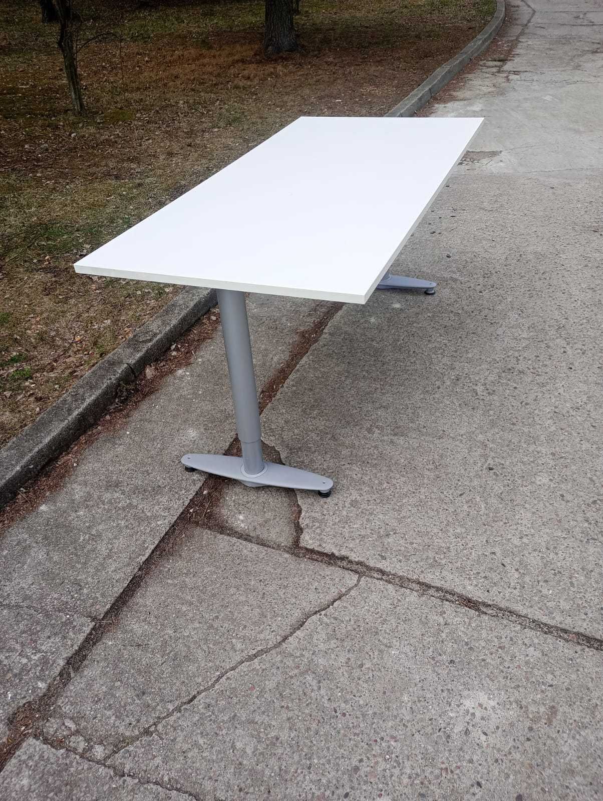 Biurko 160x80 biurka stoły białe KINNARPS regulowana h manualnie