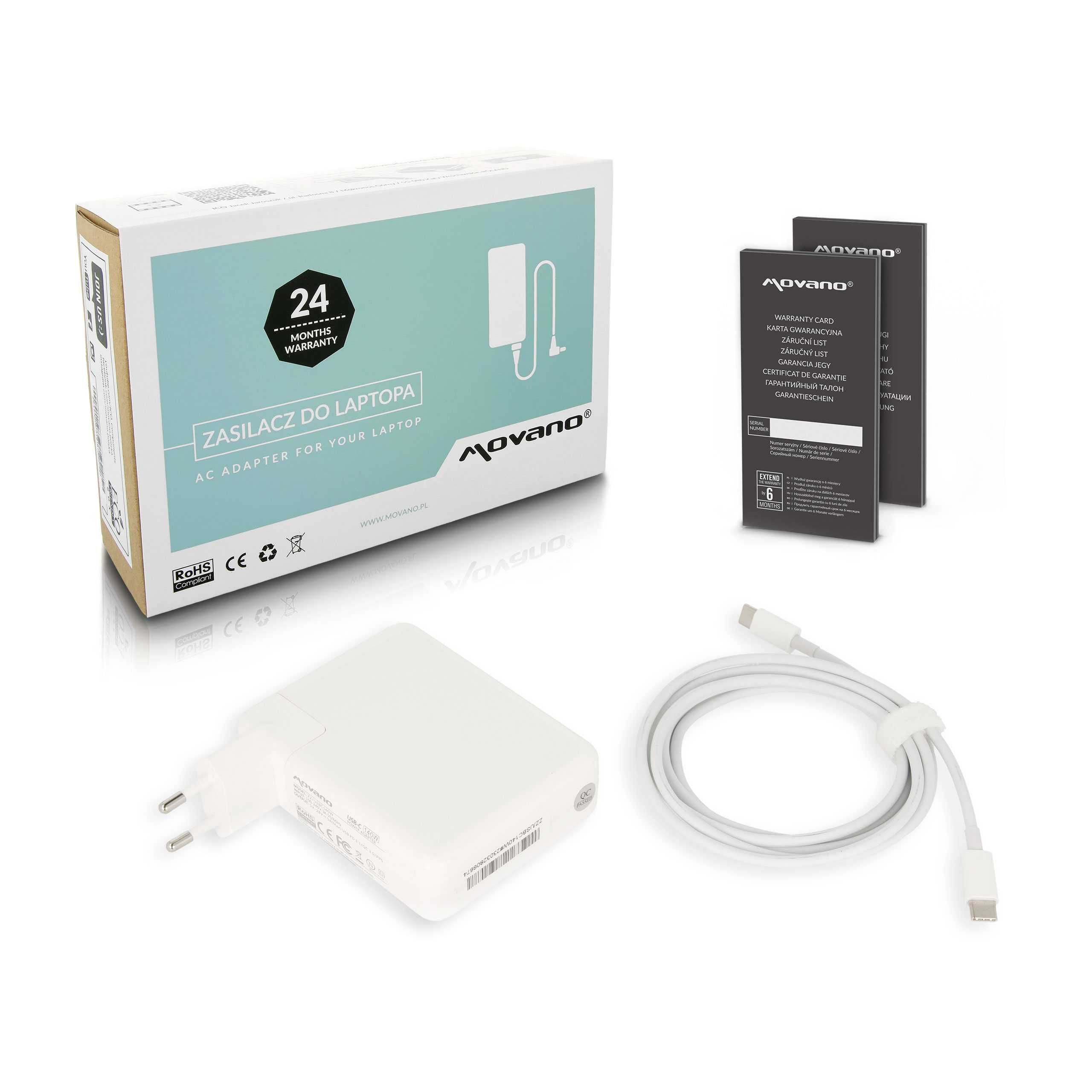 Zasilacz Ładowarka Movano 140W USB-C white MacBook M1 2022 M2 2023