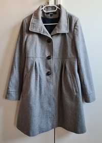 DKNY damski płaszcz 42 XL szary wełna przejściowy jesienny