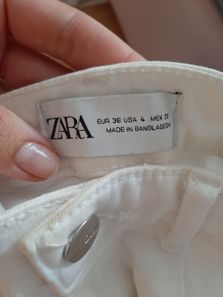 Spodnie klasyczne rurki Zara biale
