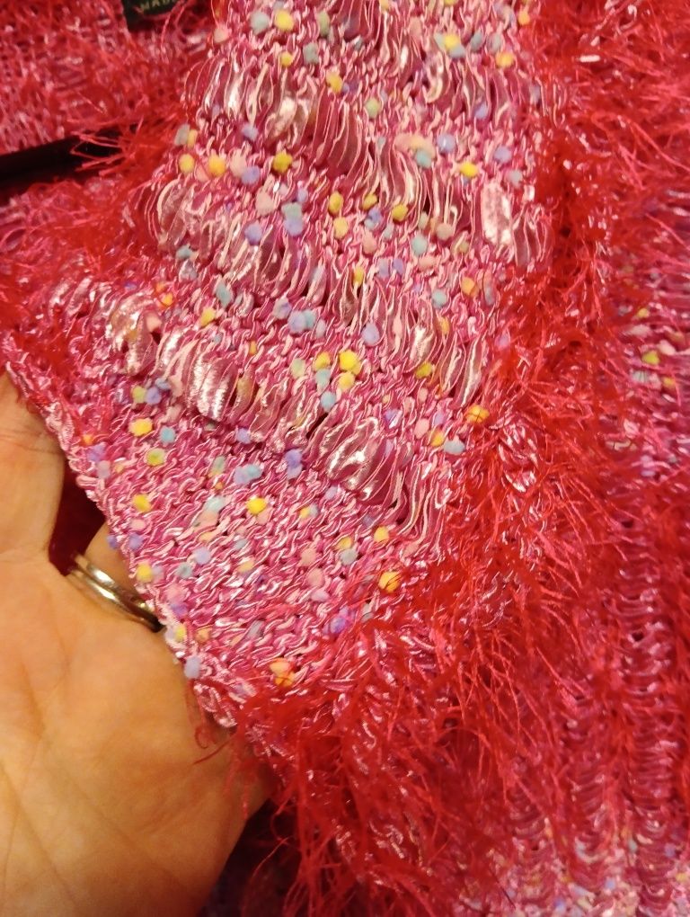 Sweter różowy narzutka kardigan M 38