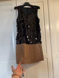 Przepiękna sukienka krótka czarne połyskująca Impreza/wesele/sylwester