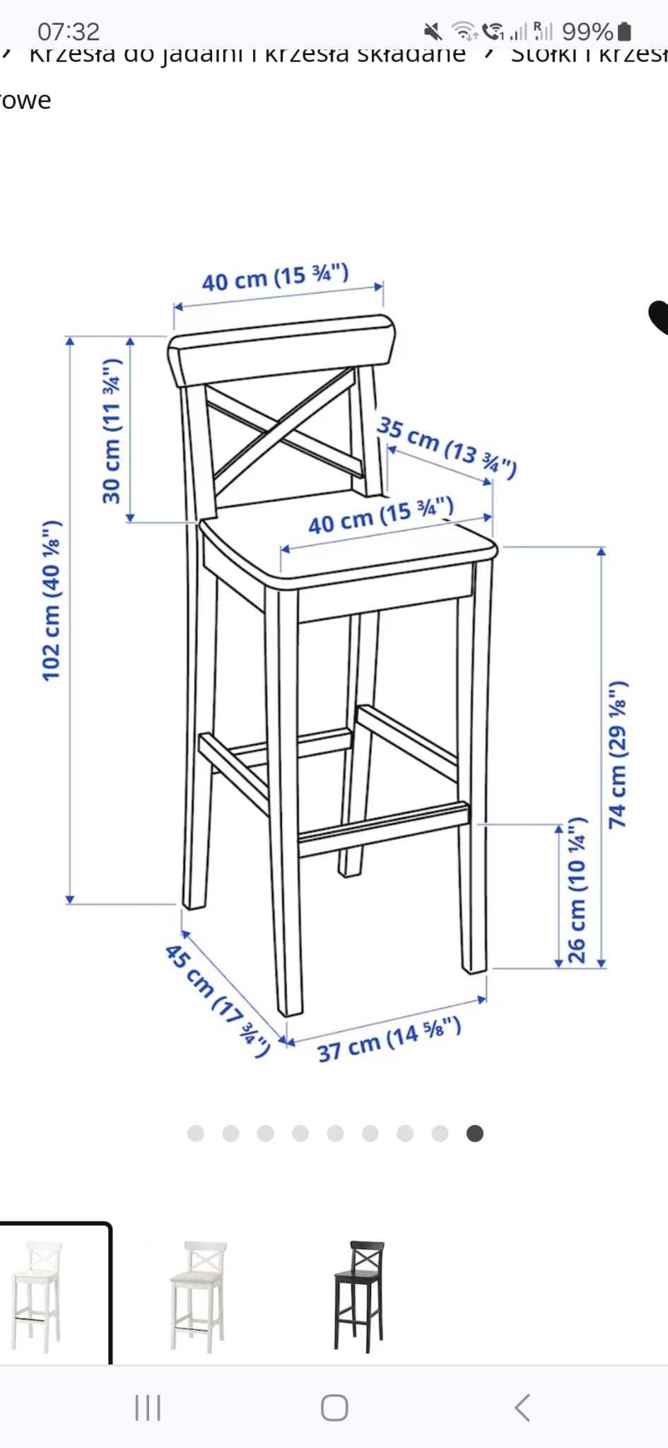 Stołek barowy z oparciem IKEA - INGOLF.