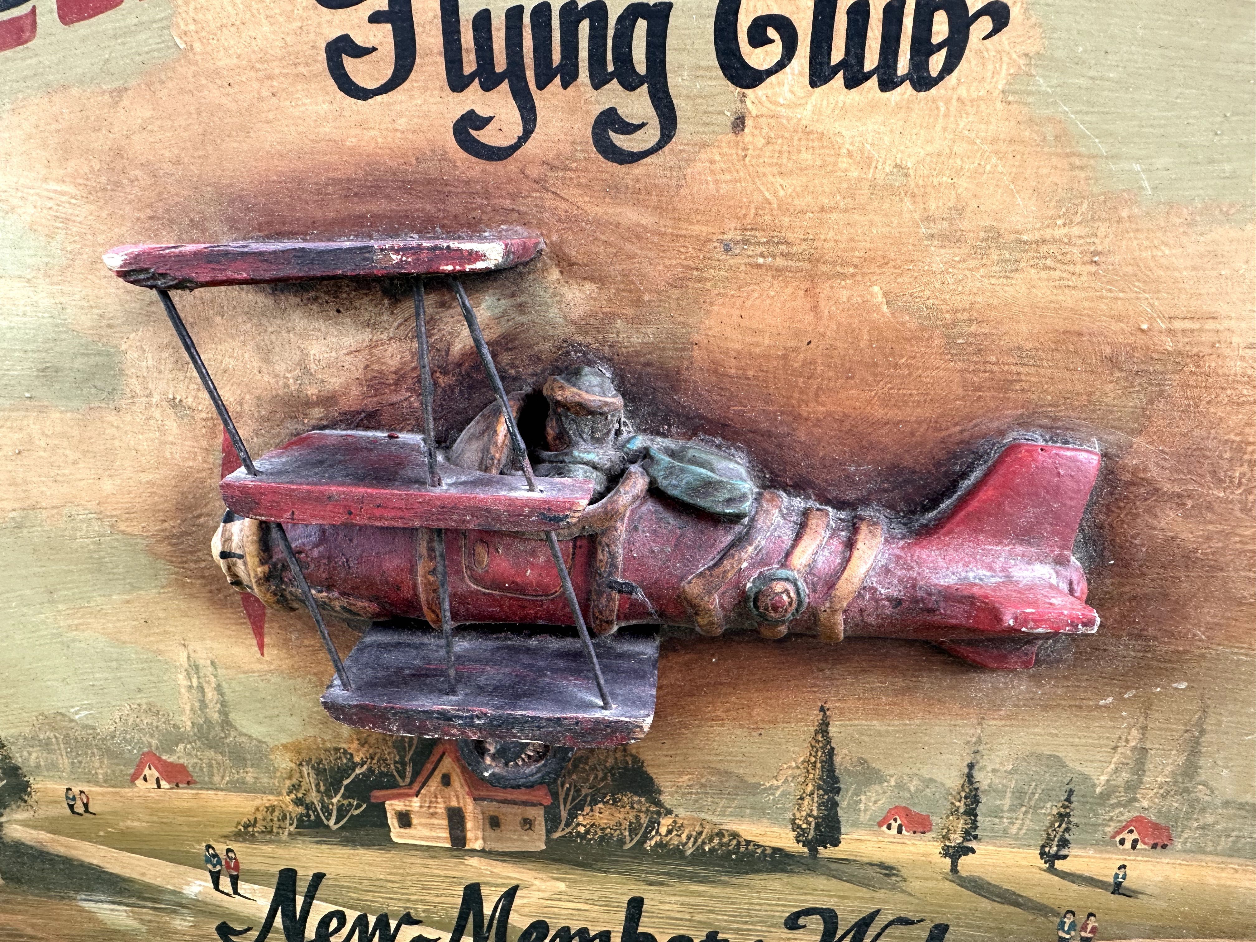 Loft - Stary drewniany szyld / reklama - Capt. Jacobs Flying Club