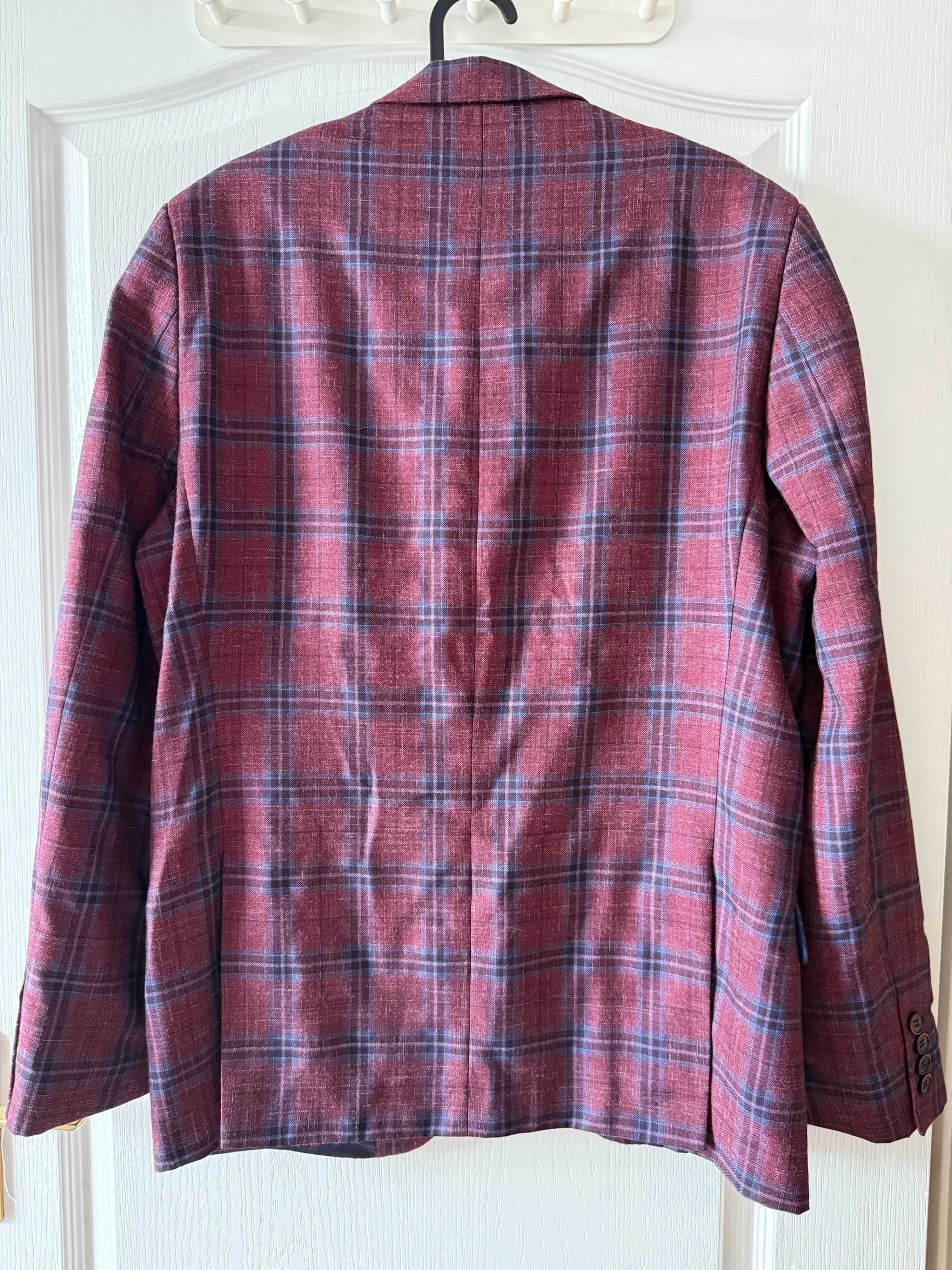 Marynarka slim fit męska bordowa w kratę 182/52 Joyvi