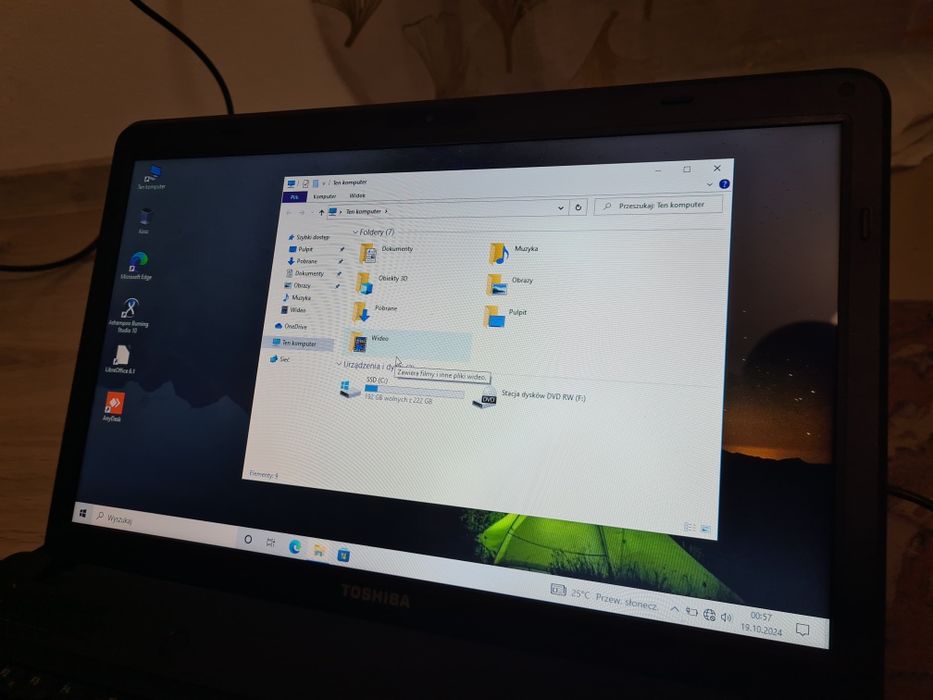 Laptop Toshiba Satelitte C650D sprawny ładowarka 240gb ssd 4gb ram