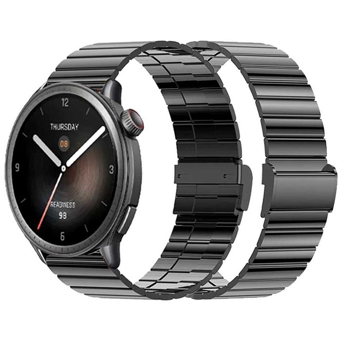 Ремінець металевий для годинника 22 мм Bead design Black / Silver