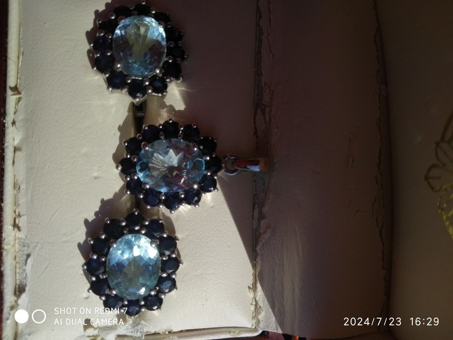 Серьги  с кулоном серебро 925