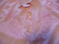 Блузка шелковая с вышивкой розовым по розовому