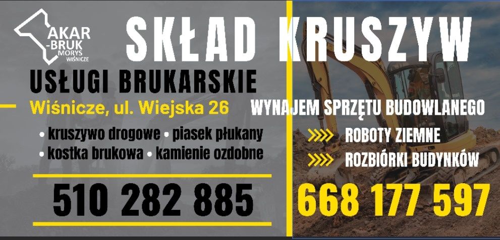 Usługi brukarskie, brukarstwo, utwardzenie terenu, wynajem koparek,HDS