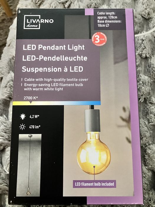 Lampa wisząca LED E27 4,2 W 2700 K z żarówką