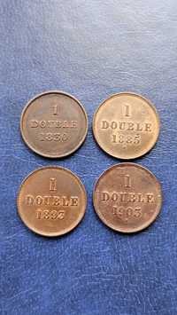 Stare monety 1 Double 1830 ,1885 ,, 1893 ,1903 zestaw Guernsey piękne