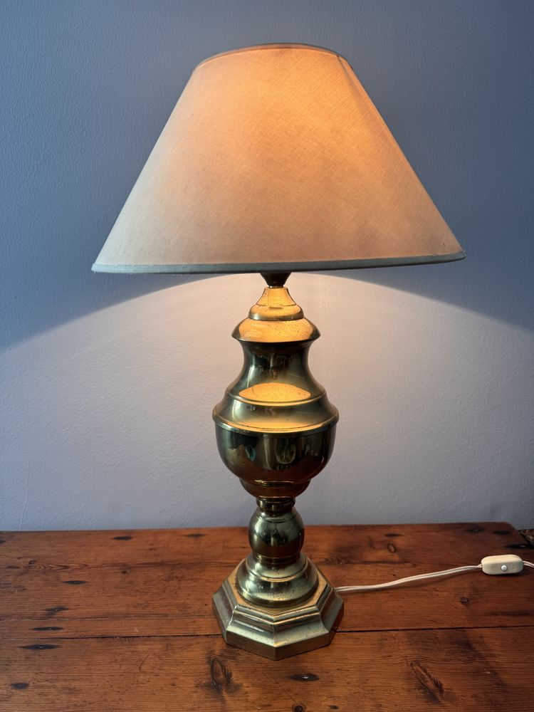 Vintage Latão Maciço muito antigo candeeiro mesa