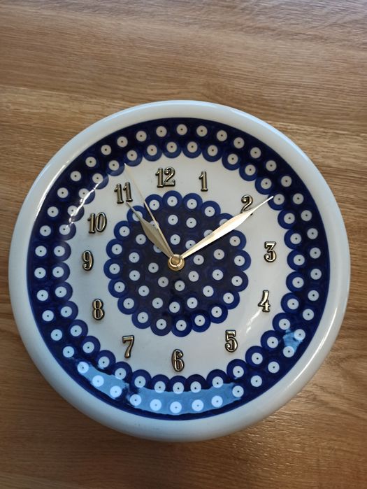 Ceramika Bolesławiec zegar ścienny 27 cm