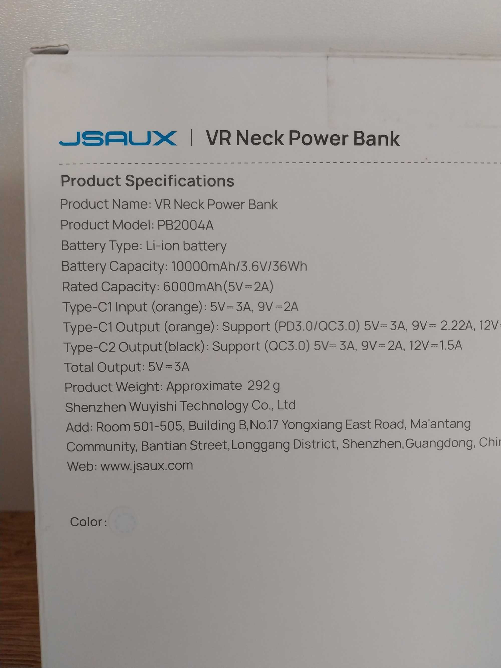 Powerbank 10 000 mAh do Gogli VR na szyję Szybkie ładowanie 2x USB-C