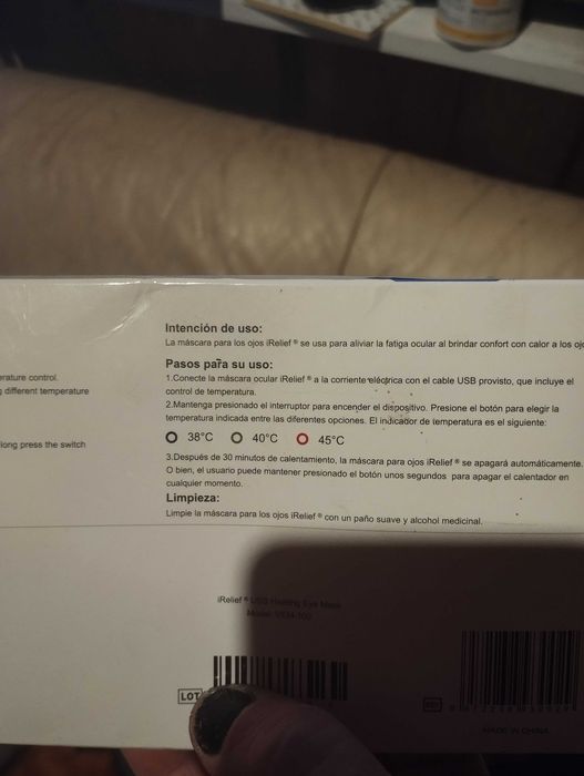 Maska do masażu oczów irelief USB