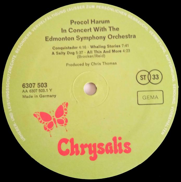 Procul Harum	- - - - -	Live In Concert With The E. S. O.	- - - - -	LP