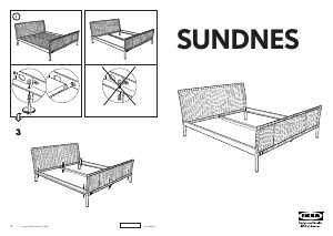 Łóżko IKEA Sundnes, rattanowe, zestaw r.180x200cm- dostawa gratis