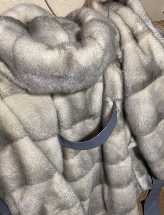 Норковая шубка Manakas из серенькой плюшевой норки, размер XS-S