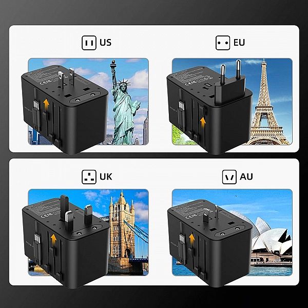 Adapter podróżny Choetech PD5022/70W EU / US / AUS / UK z wbudowanym k