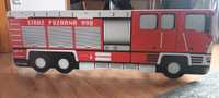 Łóżko wóz strażacki z materacem  140x70