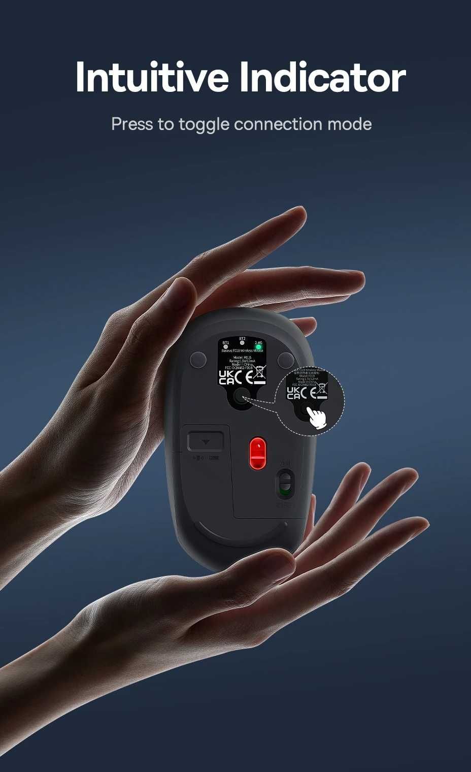 Бездротова миша BASEUS F01B Tri-Mode Wireless Mouse (2.4GHz/BT3/BT5)
