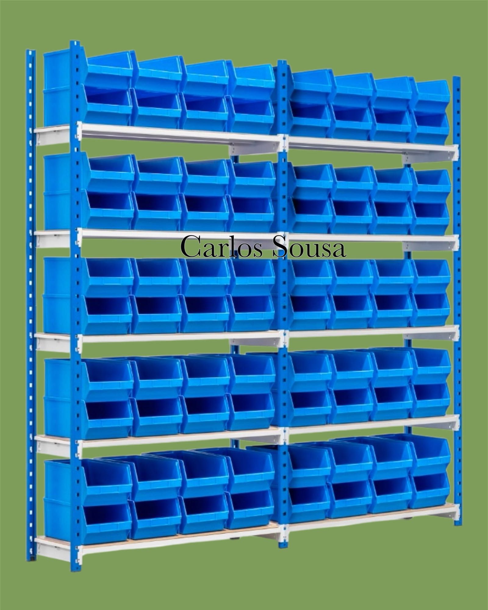 Estante 2000Ax100Cx34P 5 níveis prateleiras com 40 caixas 33x21x15